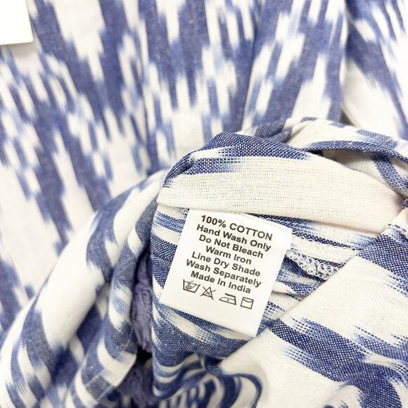 Marea Blue Ikat Printed Tassel Cover Up Sz XS - Picture 5 of 6